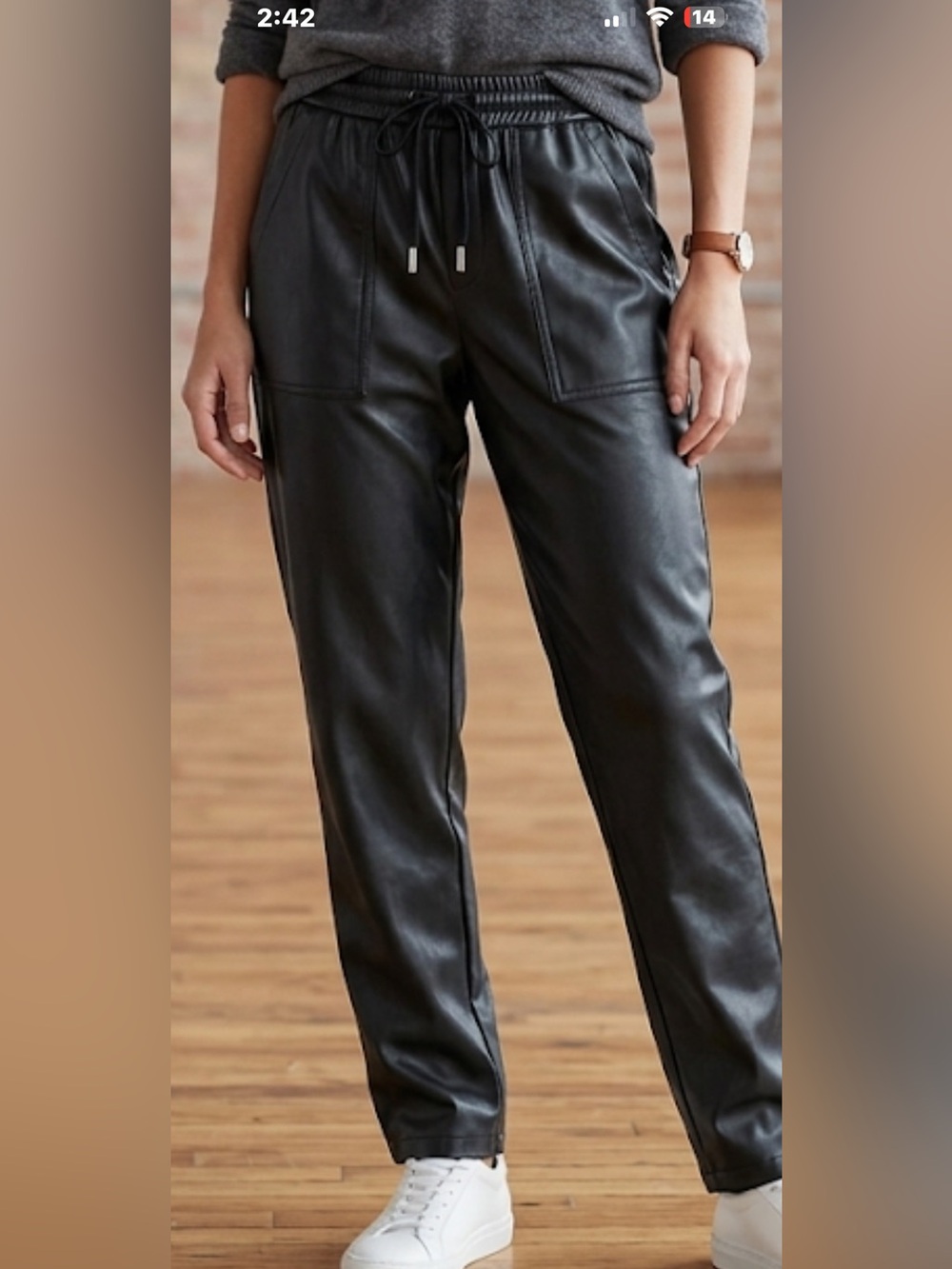 Blank NYC “No Guidance” Black Faux Leather Drawstring Joggers NWT - Picture 1 of 6